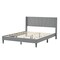 Platform Bed Frame with Linen Upholstered Wing-back Headboard and Solid Wood Legs